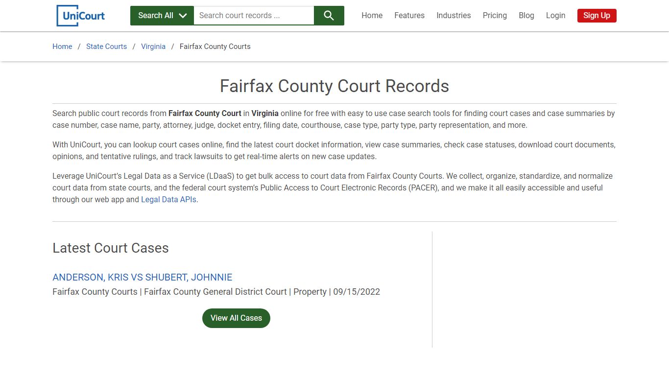 Fairfax County Court Records | Virginia | UniCourt